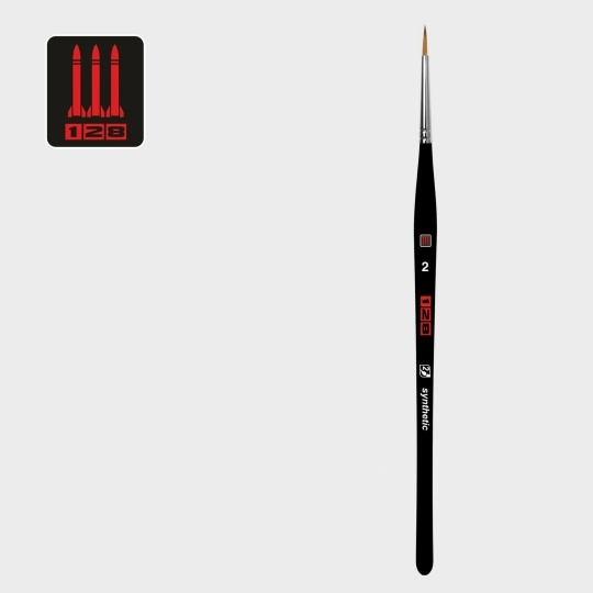 1281S1F-2 128 Кисть синтетика имитация колонка / круглая 2 / ручка корfromк. фигурная черная матовая / белая обойма