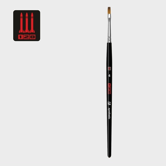 1281S25-4 128 Кисть синтетика имитация колонка / плоская 4 / ручка корfromк. черная матовая / белая обойма