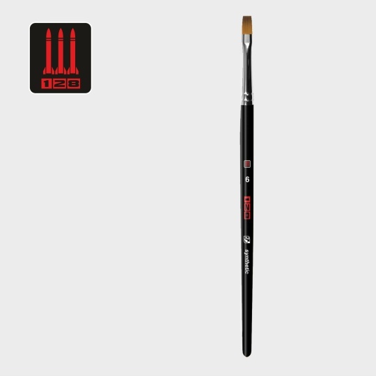 1281S25-6 128 Кисть синтетика имитация колонка / плоская 4 / ручка корfromк. черная матовая / белая обойма