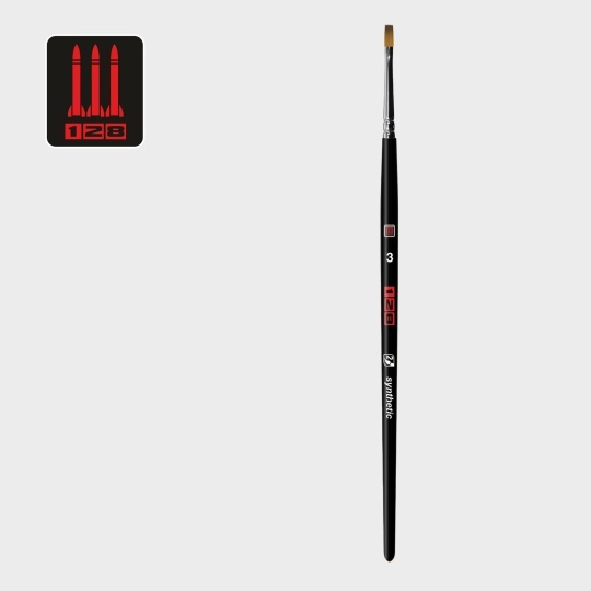 1281S25-3 128 Кисть синтетика имитация колонка / плоская 3 / ручка корfromк. черная матовая / белая обойма