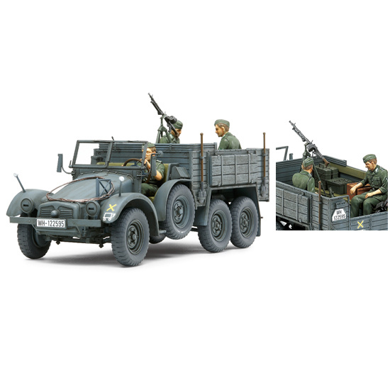 35317 Tamiya 1/35 It. truck 6X4 Krupp Protze (Kfz.70) (3 figures, mg34 machine gun)