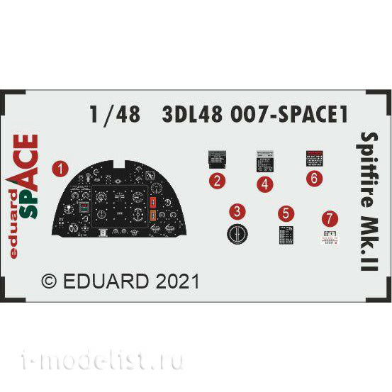 3DL48007 Eduard 1/48 3D Decal for Spitfire Mk. II SPACE