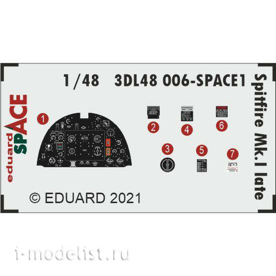 3DL48006 Eduard 1/48 3D Decal for Spitfire Mk. I late type SPACE