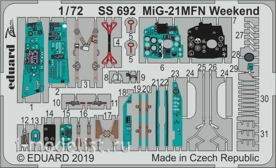 SS692 Eduard 1/72 photo Etching for MiG-21MFN Weekend