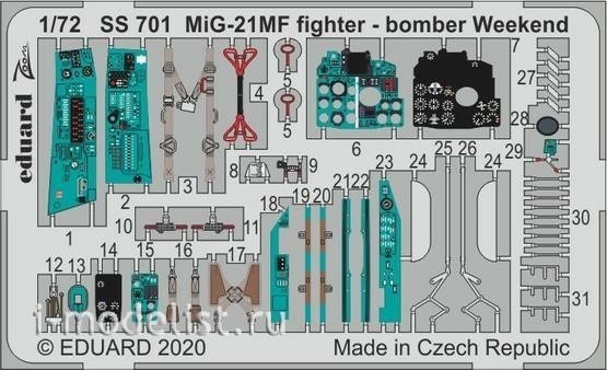 SS701 Eduard 1/72 photo etched parts for the MiG-21MF Fighter-Bomber Weekend (EDUARD)