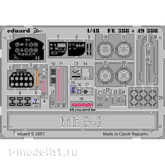FE388 Edward 1/48 Color photo-etching for MiG-3