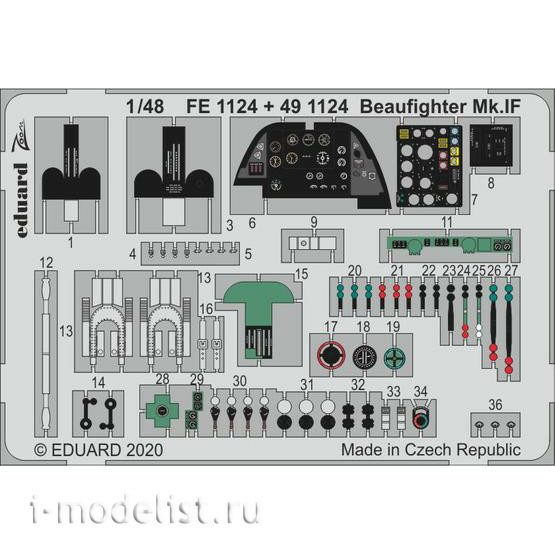 FE1124 Eduard photo etched parts for 1/48 Beaufighter Mk. IF