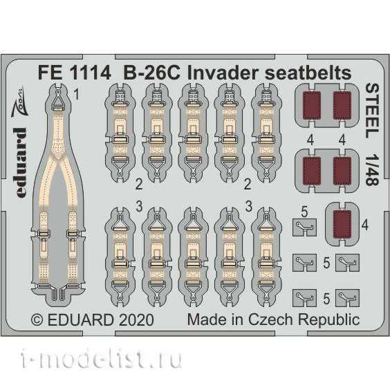 FE1114 Eduard photo etched parts for 1/48 B-26C Invader, steel straps