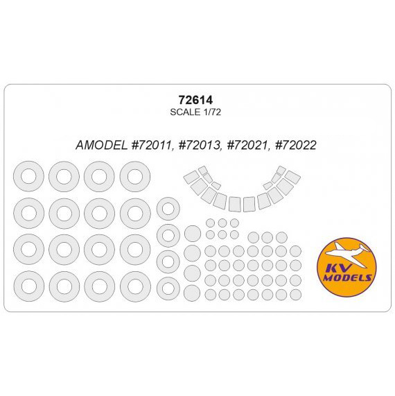 72614 KV Models 1/72 Mask for Ilyushin-18/-20 /- 20RT/-22M/-24 (AMODEL #72011, #72013, #72021, #72022) + masks for wheels and wheels