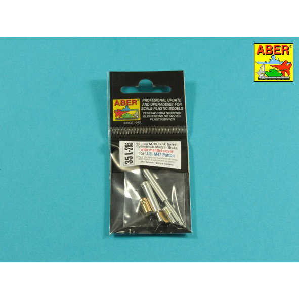 35 L-285 Aber 1/35 Metal barrel 90 mm M-36 tank barrel cyrindrical Muzzle Brake with mantlet cover for U.S. M47 Patton