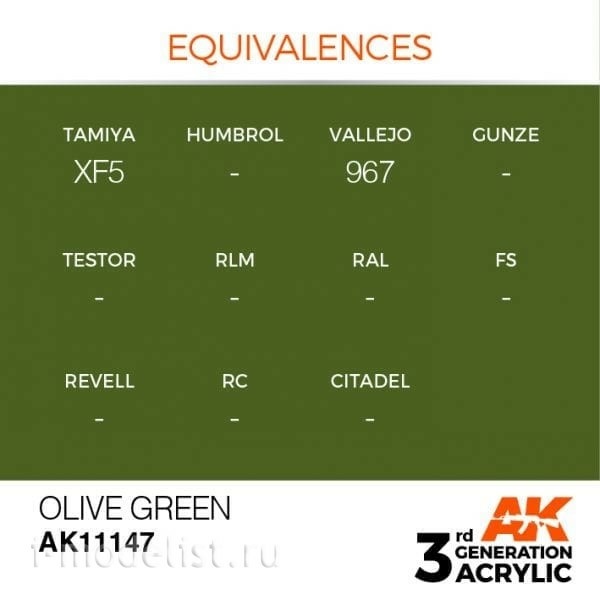 AK11147 AK Interactive acrylic Paint 3rd Generation Olive Green 17ml