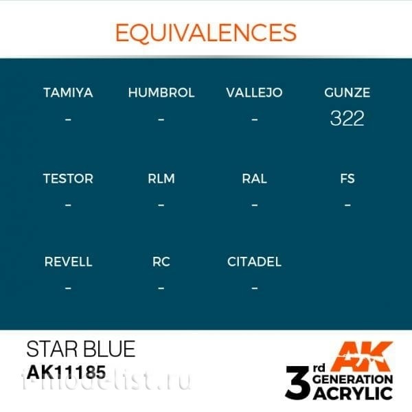 AK11185 AK Interactive acrylic Paint 3rd Generation Zvezda Blue 17ml