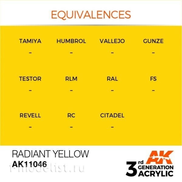 AK11046 AK Interactive acrylic Paint 3rd Generation Radiant Yellow 17ml