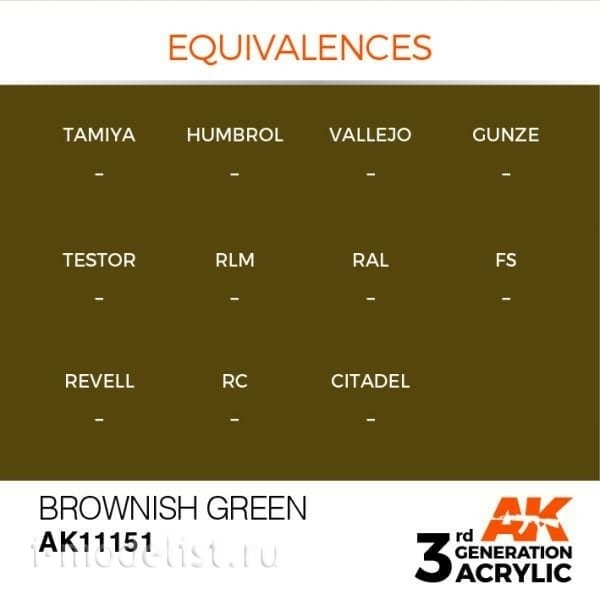 AK11151 AK Interactive acrylic Paint 3rd Generation Brownish Green 17ml