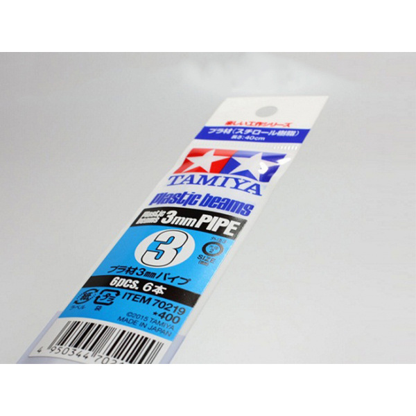 70219 Tamiya Plastic tube (round white) outer diameter 3mm, inner -2mm, length 40cm (6pcs)