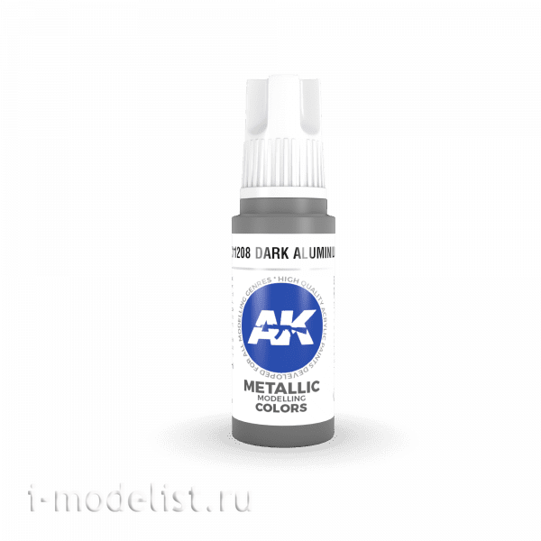 AK11208 AK Interactive acrylic Paint 3rd Generation Dark aluminum 17ml