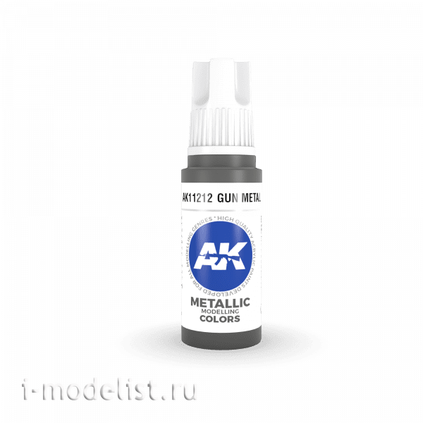 AK11212 AK Interactive acrylic Paint 3rd Generation Gun Metal 17ml