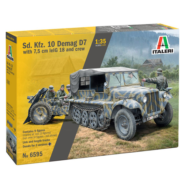 6595 Italeri 1/35 Tractor Sd. Kfz. 10 Demag D7 with 7.5 cm leIG 18 and crew
