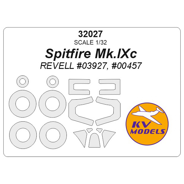 32027 KV Models 1/32 Spitfire Mk.IXc (REVELL #03927, #00457) + masks for rims and wheels