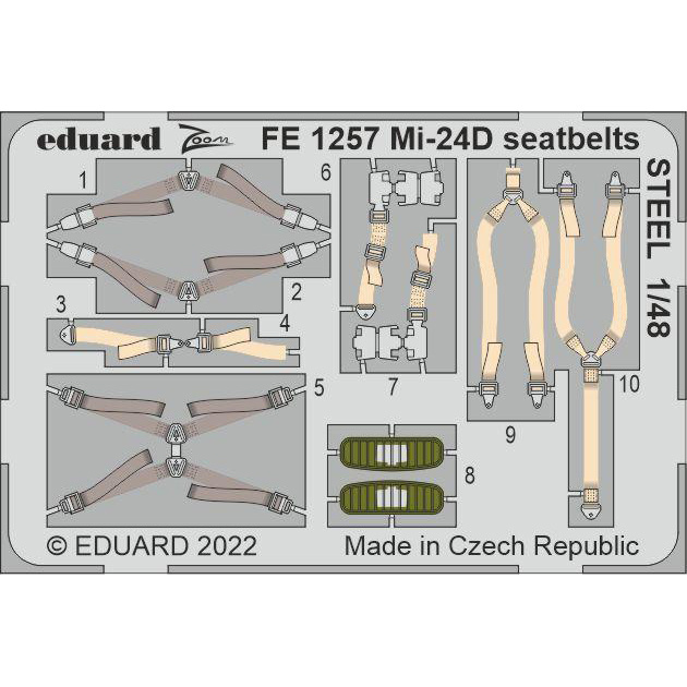FE1257 Eduard 1/48 Photo Etching for Mu-24D, belts STEEL