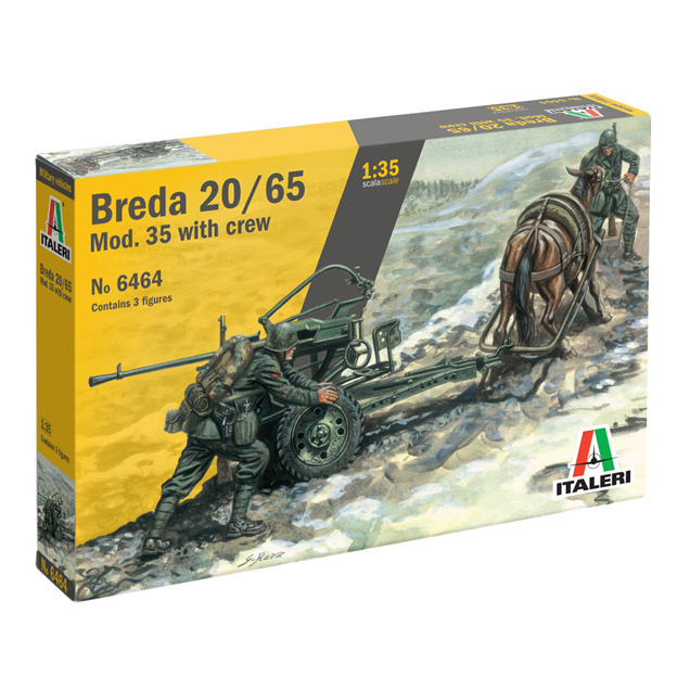 Italeri 6464 1/35 Horse Drawn Breda 20/65 W/SERVANTS