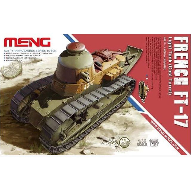 TS-008 Meng 1/35 FRENCH FT-17 LIGHT Tank (CAST TURRET)