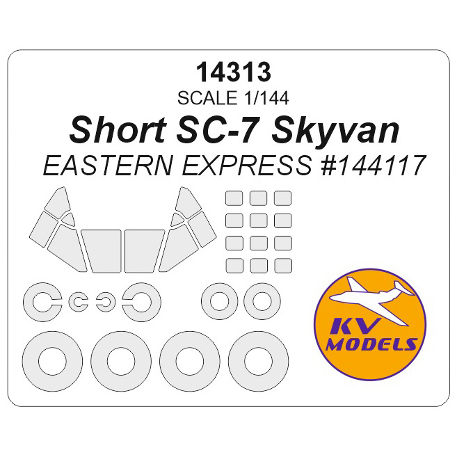 14313 KV Models 1/144 Short SC-7 Skyvan (EASTERN EXPRESS #144117) + masks for passenger windows, rims and wheels