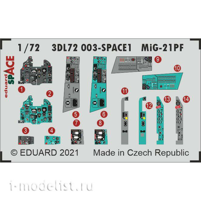 3DL72003 Eduard 1/72 3D Decals for MiGG-21PF SPACE