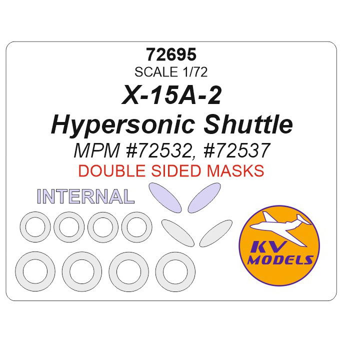 72695 KV Models 1/72 Paint mask for X-15A-2 Hypersonic Shuttle - double-sided masks + masks for wheels and wheels