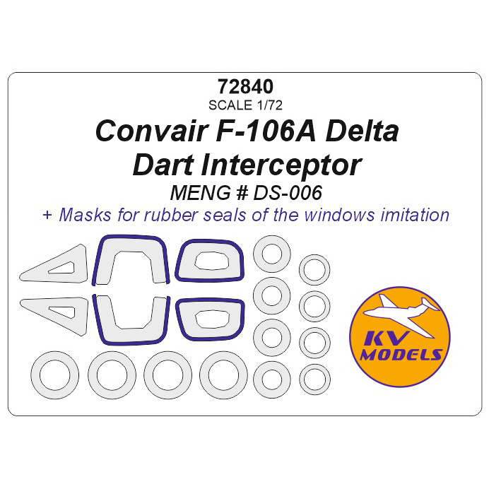 72840 KV Models 1/72 Convair F-106A Delta Dart Interceptor (MENG # DS-006) + masks for wheels and wheels