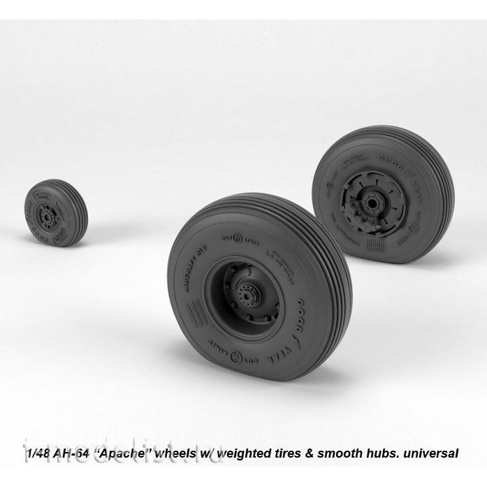 AW48330 Armory 1/48 Wheels for AH-64 Apache, smooth hubs