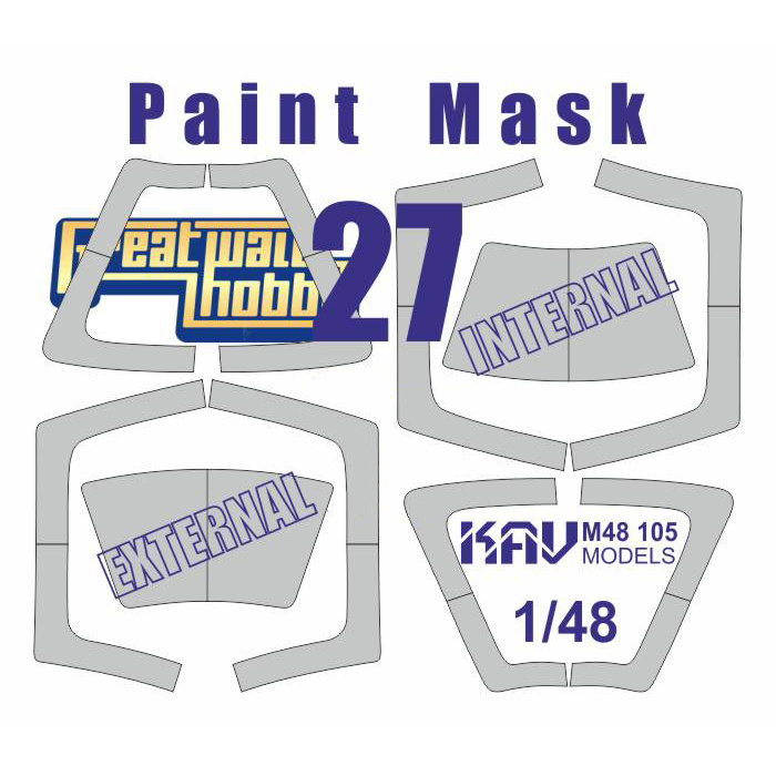 M48 105 KAV models 1/48 Окрасочная маска на остекление Сухой-27 двусторонняя (GWH)