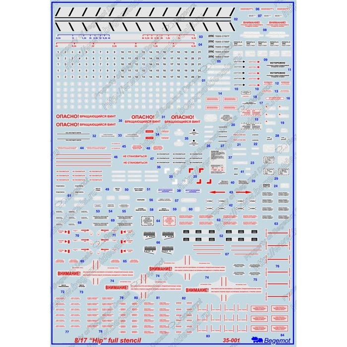 35001 Begemot 1/35, technical labels for the 