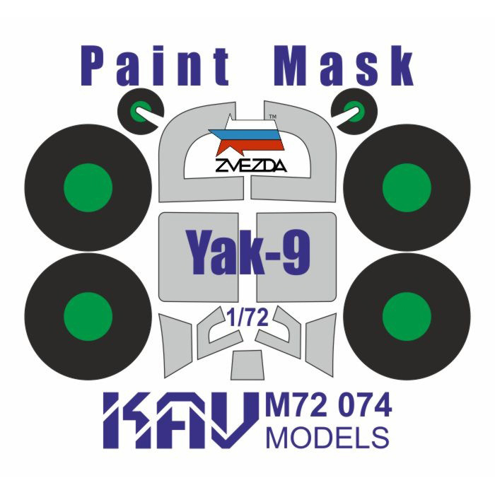 M72 074 KAV Models 1/72 Paint mask for glazing Yak-9 (Zvezda)