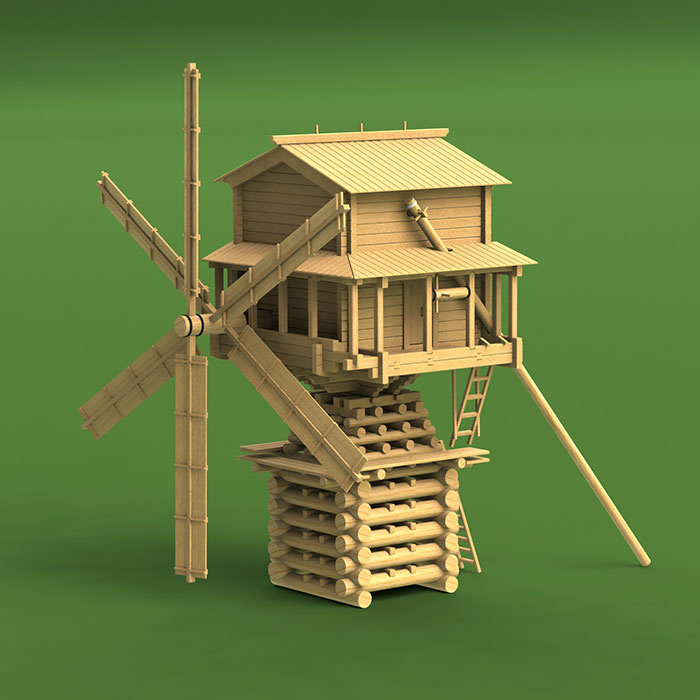 1713 Sbmodel 1/72 windmill A. P. Durov from the village of Borok Vologda region, XIX century