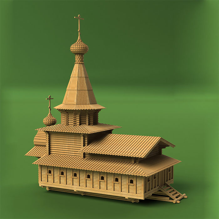 1001 Sbmodel 1/60 Spasskaya Church in Zashiversk, Yakutia of the XVII century