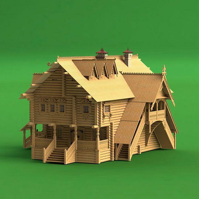 1309 Sbmodel 1/72 mansion in Kitay-Gorod, Moscow, the XVIIth century, the reconstruction from the picture of A. M. Vasnetsov