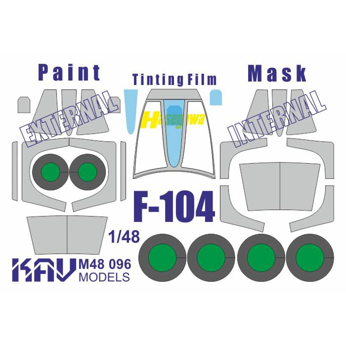 M48 096 KAV models 1/48 Окрасочная маска для моделей F-104 (Hasegawa) + бонус дисплей