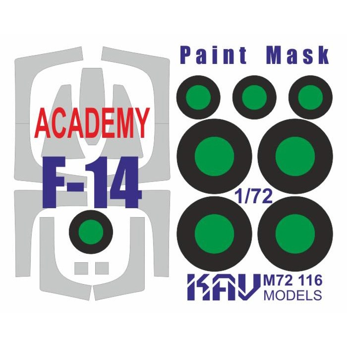 M72 116 KAV models 1/72 Окрасочная маска для моделей F-14 выпуска после 2019 (12563, 12578, 12590) (Academy)