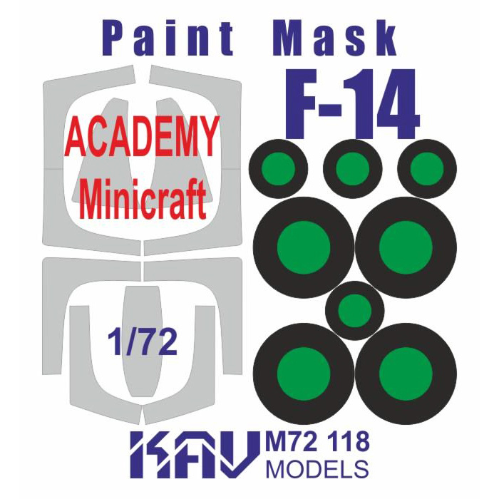 M72 118 KAV models 1/72 Окрасочная маска для моделей F-14 (Academy/Minicraft/Моделист выпуска ДО 2019)