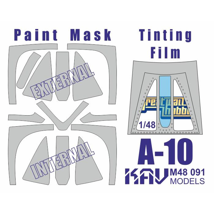 M48 091 KAV models 1/48 Окрасочная маска для моделей A-10 (Great Wall Hobby) + тонировочная пленка