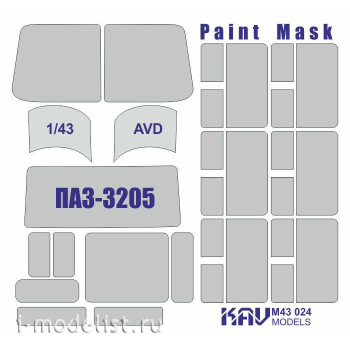 M43 024 KAV Models 1/43 Paint mask for bus glazing GROOVE-3205