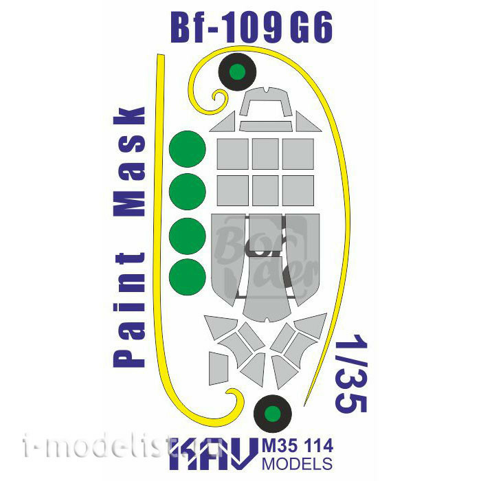 M35 114 KAV Models 1/35 Paint mask for glazing Me Bf-109 G6 (Border)