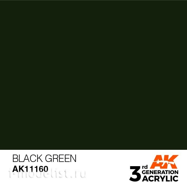 AK11160 AK Interactive acrylic Paint 3rd Generation Black Green 17ml
