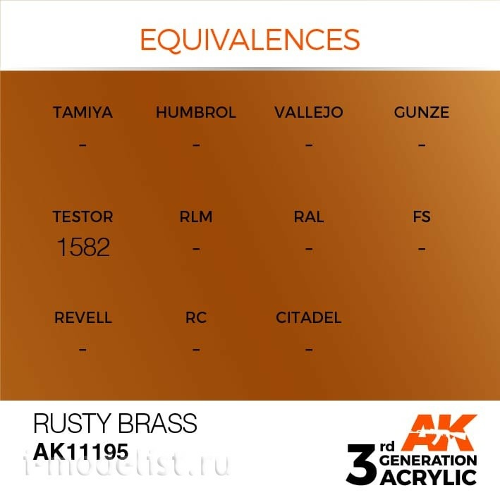 AK11195 AK Interactive acrylic Paint 3rd Generation Rusty Brass 17ml