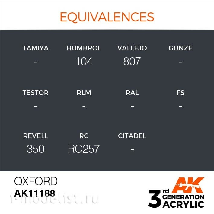 AK11188 AK Interactive acrylic Paint 3rd Generation Oxford 17ml