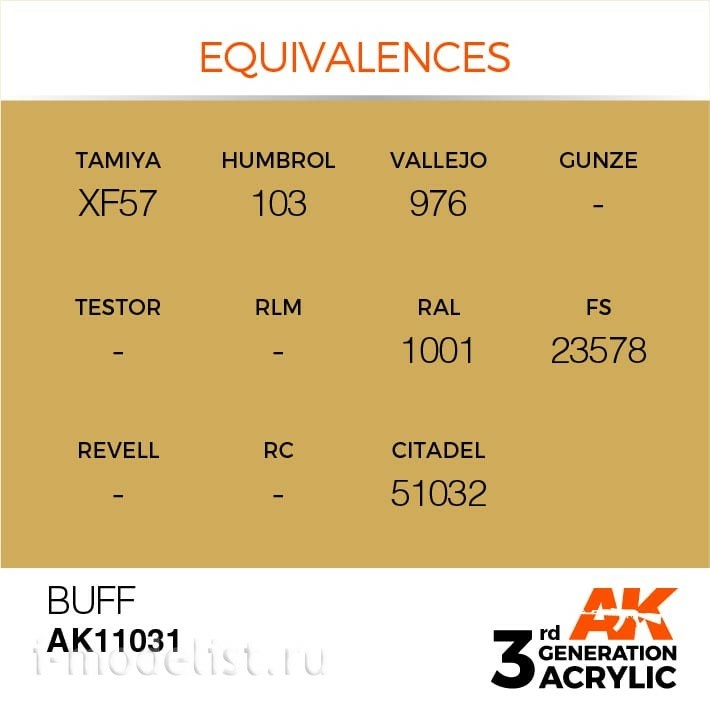 AK11031 AK Interactive acrylic Paint 3rd Generation Buff 17ml
