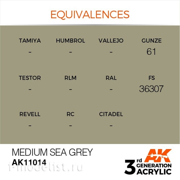 AK11014 AK Interactive acrylic Paint 3rd Generation Medium Sea Grey 17ml
