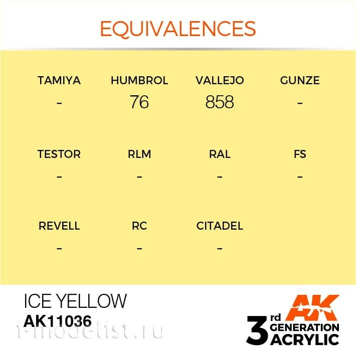 AK11036 AK Interactive acrylic Paint 3rd Generation Ice Yellow 17ml
