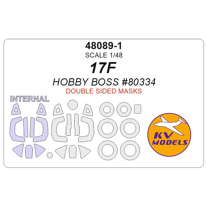 48089-1 KV Models 1/48 MiGG-17F (HOBBY BOSS #80334) - (Double-sided masks) + masks for rims and wheels